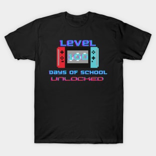 Level 100 Days Of School Unlocked Gamer Video Games Boys T-Shirt